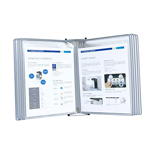 Wandmontierter Aktenhalter, Katalog-Ausstellungsständer zur Wandmontage - Referenz- und Anzeigesystem zur Wandmontage, 10 doppelseitige Paneele, wandmontierter Seitenumblätterordner, transparenter A4- von zKbaoFCzX