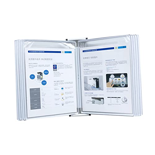 Wandmontierter Aktenhalter, Katalog-Ausstellungsständer zur Wandmontage - Referenz- und Anzeigesystem zur Wandmontage, 10 doppelseitige Paneele, wandmontierter Seitenumblätterordner, transparenter A4- von zKbaoFCzX