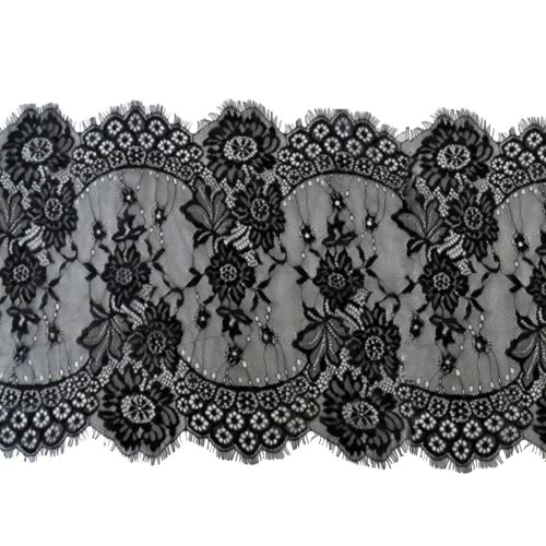 zalati Chinlon-Band mit Spitzenbesatz zum Nähen, Hochzeitsdekoration, Kleiderschmuck, Blumengestaltung und Basteln, 33 cm, Schwarz zalati Chinlon-Band mit Spitzenbesatz zum Nähen, Hochzeitsdekoration, Kleiderschmuck, Blumengestaltung und Basteln, 33 cm, Schwarz von zalati