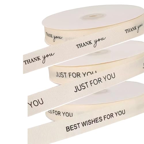3 x Ripsband-Rolle, 2,5 cm breite Satinbänder, bedrucktes Stoffband, für Geschenkverpackungen, Blumenverpackungen, Hochzeitsdekoration von zaoalife