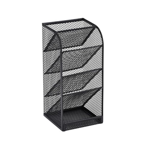 Stiftehalter aus Netzstoff, einfacher Stil, Aufbewahrungsbox für Schreibwaren, Metall, Make-up-Pinsel-Organizer, 5 Fächer, Kosmetik-Organizer für Zuhause von zaoalife