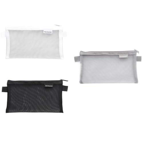 zaoalife 3 x transparente Netztasche für Münzen, Stifteetui, tragbare Make-up-Tasche, Netzstoff, Stifthalter, Tasche für kleine Gegenstände von zaoalife