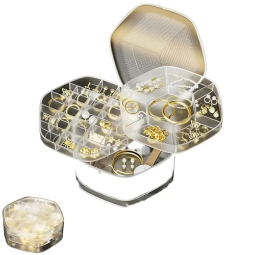 zaoalife Schmuck-Organizer, 3-lagige Schmuckschatulle, Acryl-Klauen-Clip-Organizer, Schmuck-Organizer-Box für Ohrstecker, Ringe, Halsketten, Armbänder von zaoalife