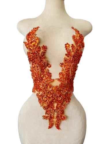 Zbroh Pure Handsewing Strass-Applikation, mehrfarbig, Bastelzubehör für Mädchen, Hochzeitskleid, 35,6 x 50,8 cm, Orange von zbroh