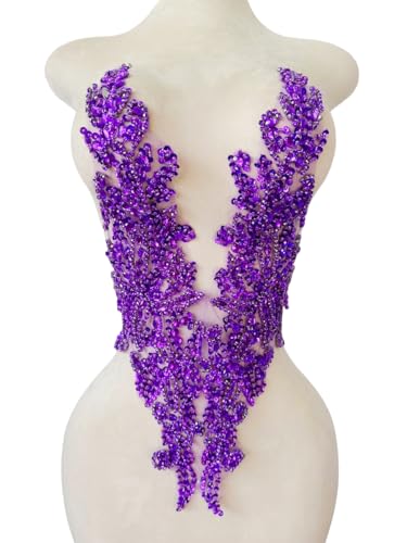 Zbroh Pure Handsewing Strass-Applikation, mehrfarbig, Bastelzubehör für Mädchen, Hochzeitskleid, 35,6 x 50,8 cm, Violett von zbroh