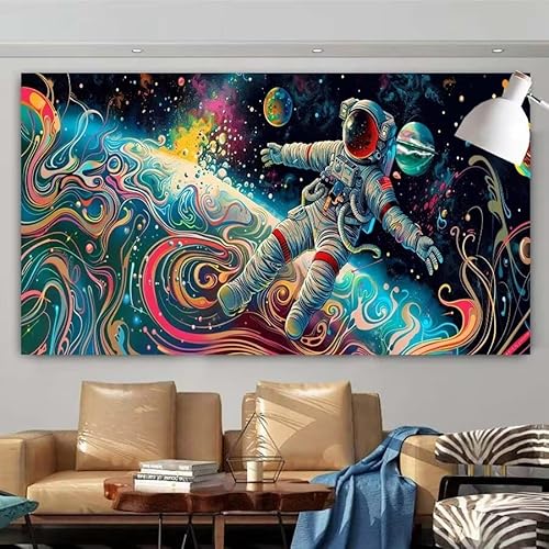 5D DIY Diamant Painting Set Abstrakt,Astronaut Groß Diamond Painting Erwachsene Full Drill,Diamont Painting Bilder Anfänger Cross Stickerei Malerei Kits für Schlafzimmer Wand Dekoration 40x80cm X-60 von zcscgtrhe