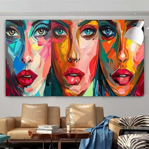 5D DIY Diamant Painting Set Abstrakt,Gesicht Groß Diamond Painting Erwachsene Full Drill,Diamont Painting Bilder Anfänger Cross Stickerei Malerei Art Kits für Schlafzimmer Wand Dekoration 20x40cm X-42 von zcscgtrhe