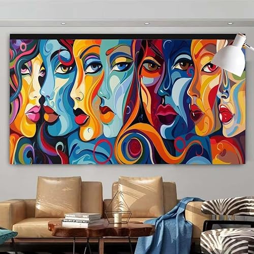 5D DIY Diamant Painting Set Abstrakt,Gesicht Groß Diamond Painting Erwachsene Full Drill,Diamont Painting Bilder Anfänger Cross Stickerei Malerei Art Kits für Schlafzimmer Wand Dekoration 30x60cm X-44 von zcscgtrhe