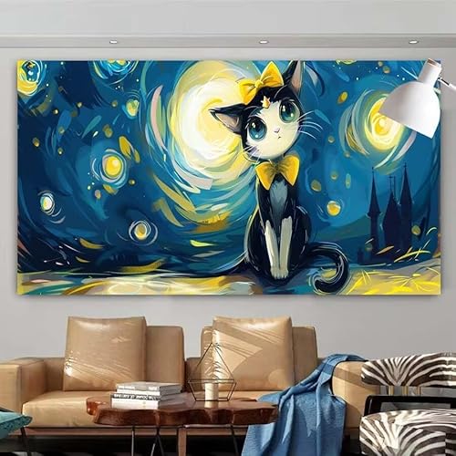 5D DIY Diamant Painting Set Abstrakt,Katze Groß Diamond Painting Erwachsene Full Drill,Diamont Painting Bilder Anfänger Cross Stickerei Malerei Art Kits für Schlafzimmer Wand Dekoration 100x200cm X-46 von zcscgtrhe