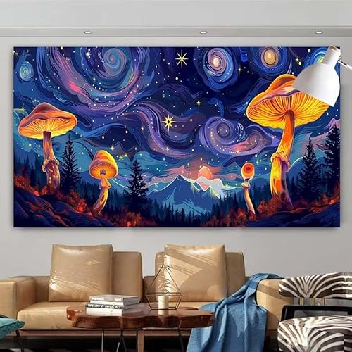 5D DIY Diamant Painting Set Abstrakt,Pilz Groß Diamond Painting Erwachsene Full Drill,Diamont Painting Bilder Anfänger Cross Stickerei Malerei ArtKits für Schlafzimmer Wand Dekoration 55x110cm X-48 von zcscgtrhe