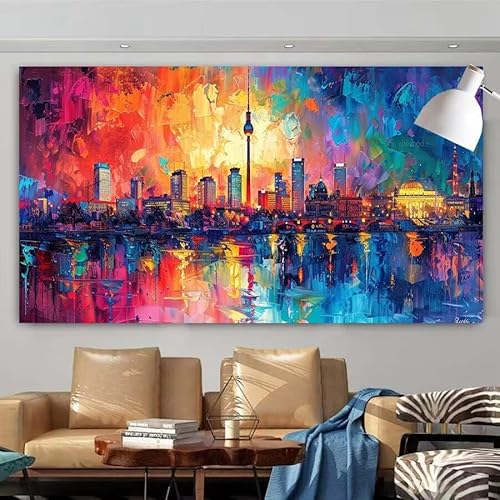 5D DIY Diamant Painting Set Abstrakt,Stadt Groß Diamond Painting Erwachsene Full Drill,Diamont Painting Bilder Anfänger Cross Stickerei Malerei Art Kits für Schlafzimmer Wand Dekoration 100x200cm X-30 von zcscgtrhe