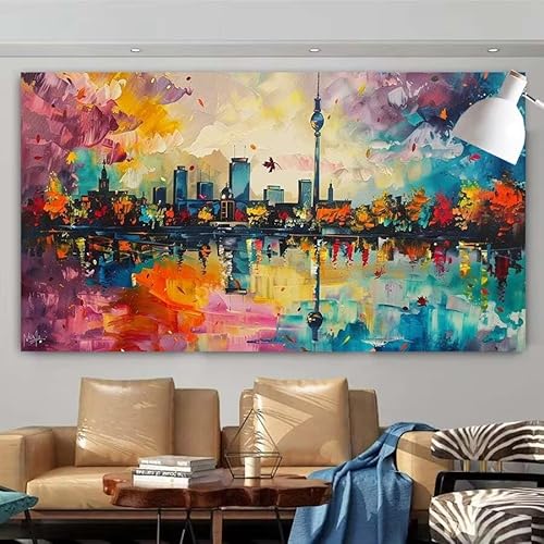 5D DIY Diamant Painting Set Abstrakt,Stadt Groß Diamond Painting Erwachsene Full Drill,Diamont Painting Bilder Anfänger Cross Stickerei Malerei ArtKits für Schlafzimmer Wand Dekoration 20x40cm X-32 von zcscgtrhe