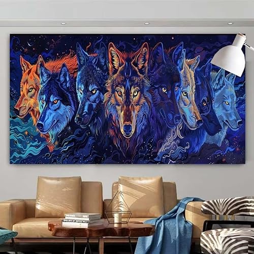 5D DIY Diamant Painting Set Abstrakt,Wolf Groß Diamond Painting Erwachsene Full Drill,Diamont Painting Bilder Anfänger Cross Stickerei Malerei Art Kits für Schlafzimmer Wand Dekoration 30x60cm X-40 von zcscgtrhe