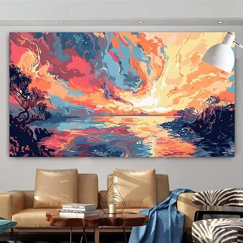 5D DIY Diamant Painting Set Abstrakt,Wolken Groß Diamond Painting Erwachsene Full Drill,Diamont Painting Bilder Anfänger Cross Stickerei Malerei Art Kits für Schlafzimmer Wand Dekoration 55x110cm X-62 von zcscgtrhe