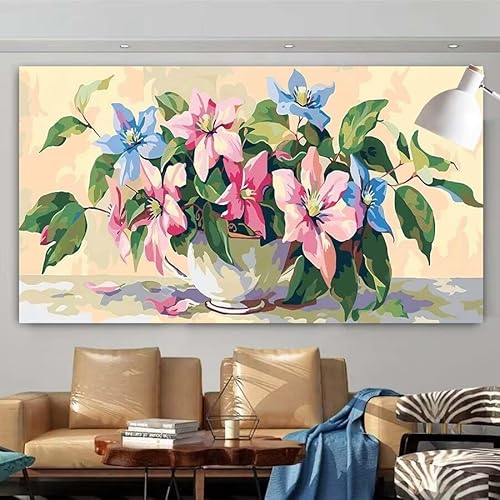 5D DIY Diamant Painting Set Blume,Blumentopf Groß Diamond Painting Erwachsene Full Drill,Diamont Painting Bilder Anfänger Cross Stickerei Malerei Kits für Schlafzimmer Wand Dekoration 100x200cm X-264 von zcscgtrhe