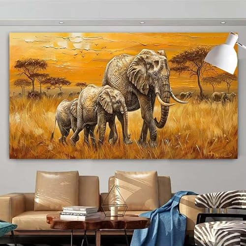 5D DIY Diamant Painting Set Elefant,Baum Groß Diamond Painting Erwachsene Full Drill,Diamont Painting Bilder Anfänger Cross Stickerei Malerei Art Kits für Schlafzimmer Wand Dekoration 70x140cm X-68 von zcscgtrhe