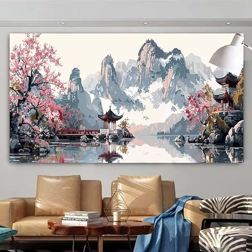 5D DIY Diamant Painting Set Landschaft,China Groß Diamond Painting Erwachsene Full Drill,Diamont Painting Bilder Anfänger Cross Stickerei Malerei Kits für Schlafzimmer Wand Dekoration 20x40cm X-136 von zcscgtrhe