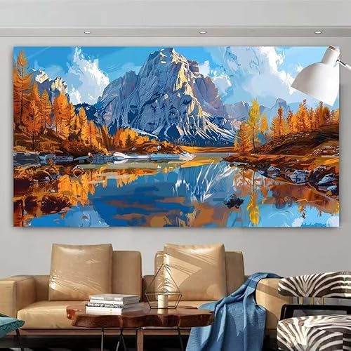 5D DIY Diamant Painting Set Landschaft,Herbst Groß Diamond Painting Erwachsene Full Drill,Diamont Painting Bilder Anfänger Cross Stickerei Malerei Kits für Schlafzimmer Wand Dekoration 55x110cm X-124 von zcscgtrhe