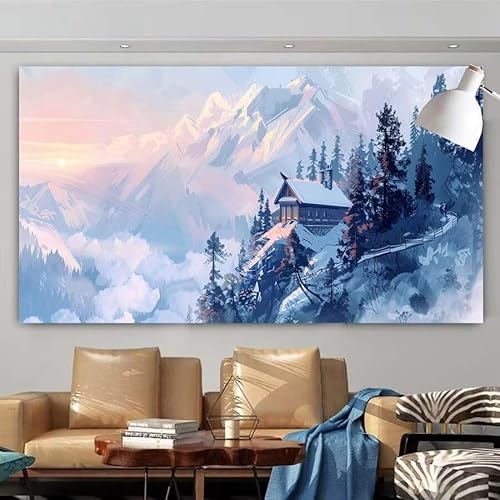 5D DIY Diamant Painting Set Landschaft,Schnee Groß Diamond Painting Erwachsene Full Drill,Diamont Painting Bilder Anfänger Cross Stickerei Malerei Art Kits Schlafzimmer Wand Dekoration 100x200cm X-162 von zcscgtrhe