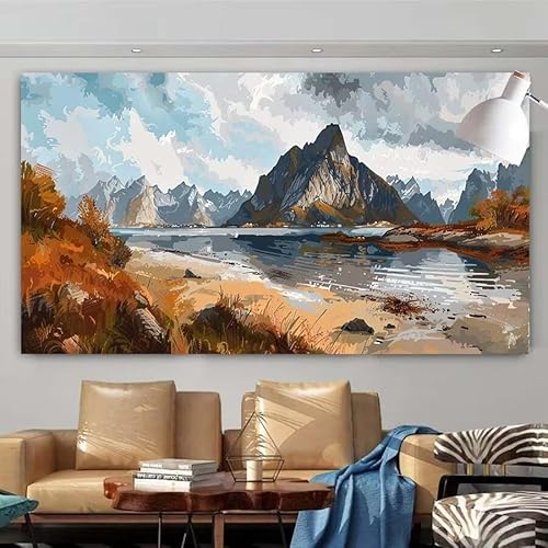 5D DIY Diamant Painting Set Landschaft,See Groß Diamond Painting Erwachsene Full Drill,Diamont Painting Bilder Anfänger Cross Stickerei Malerei Art Kits für Schlafzimmer Wand Dekoration 80x160cm X-146 von zcscgtrhe