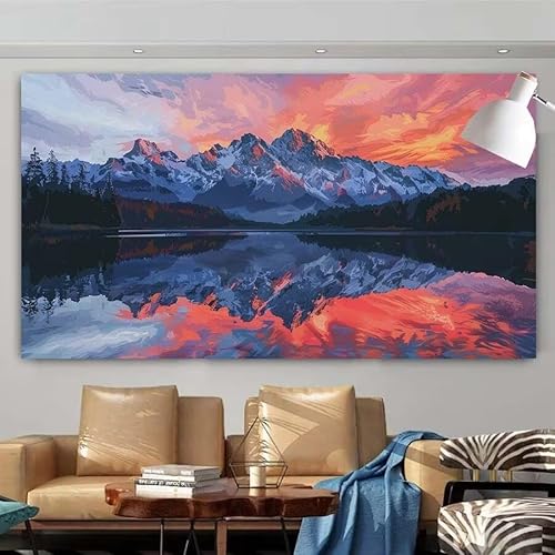 5D DIY Diamant Painting Set Landschaft,Sonnenuntergang Groß Diamond Painting Erwachsene Full Drill,Diamont Painting Bilder Anfänger Cross Stickerei Malerei Kits Schlafzimmer Dekoration 75x150cm X-128 von zcscgtrhe