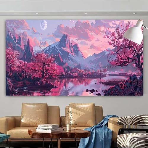 5D DIY Diamant Painting Set Landschaft,Wald Groß Diamond Painting Erwachsene Full Drill,Diamont Painting Bilder Anfänger Cross Stickerei Malerei Kits für Schlafzimmer Wand Dekoration 50x100cm X-160 von zcscgtrhe