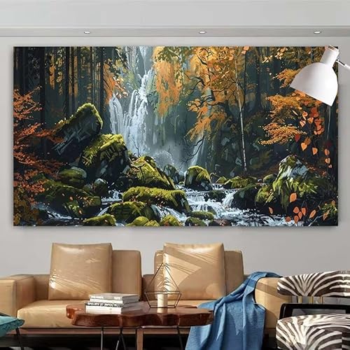 5D DIY Diamant Painting Set Landschaft,Wasserfall Groß Diamond Painting Erwachsene Full Drill,Diamont Painting Bilder Anfänger Cross Stickerei Malerei Kits Schlafzimmer Wand Dekoration 20x40cm X-152 von zcscgtrhe