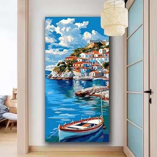 5D DIY Diamant Painting Set Meer,Landschaft Groß Diamond Painting Erwachsene Full Drill,Diamont Painting Bilder Anfänger Cross Stickerei Malerei Kits für Schlafzimmer Wand Dekoration 80x160cm X-714 von zcscgtrhe