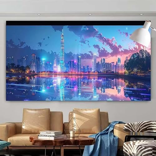 5D DIY Diamant Painting Set Stadt,Landschaft Groß Diamond Painting Erwachsene Full Drill,Diamont Painting Bilder Anfänger Cross Stickerei Malerei Art Kits für Schlafzimmer Wand Dekoration 50x100cm X-8 von zcscgtrhe