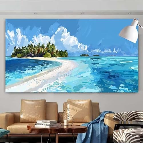 5D DIY Diamant Painting Set Strand,Wald Groß Diamond Painting Erwachsene Full Drill,Diamont Painting Bilder Anfänger Cross Stickerei Malerei Art Kits für Schlafzimmer Wand Dekoration 50x100cm X-214 von zcscgtrhe