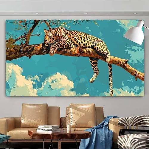 5D DIY Diamant Painting Set Tier,Leopard Groß Diamond Painting Erwachsene Full Drill,Diamont Painting Bilder Anfänger Cross Stickerei Malerei Art Kits für Schlafzimmer Wand Dekoration 20x40cm X-100 von zcscgtrhe