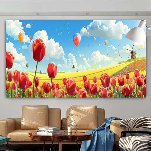 5D DIY Diamant Painting Set Windmühle,Landschaft Groß Diamond Painting Erwachsene Full Drill,Diamont Painting Bilder Anfänger Cross Stickerei Malerei Kits Schlafzimmer Wand Dekoration 20x40cm X-114 von zcscgtrhe