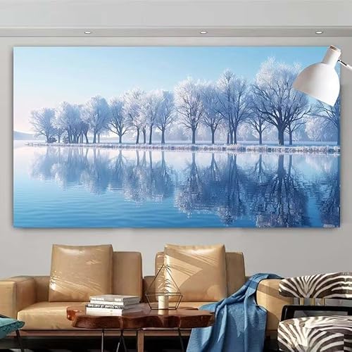 5D DIY Diamant Painting Set Winter,Landschaft Groß Diamond Painting Erwachsene Full Drill,Diamont Painting Bilder Anfänger Cross Stickerei Malerei Kits für Schlafzimmer Wand Dekoration 100x200cm X-78 von zcscgtrhe