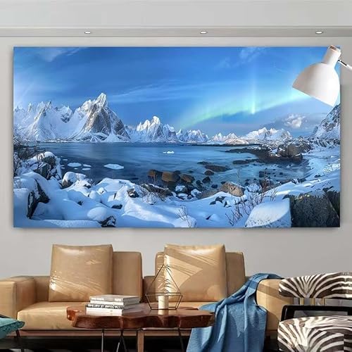 5D DIY Diamant Painting Set Winter,Landschaft Groß Diamond Painting Erwachsene Full Drill,Diamont Painting Bilder Anfänger Cross Stickerei Malerei Kits für Schlafzimmer Wand Dekoration 100x200cm X-80 von zcscgtrhe