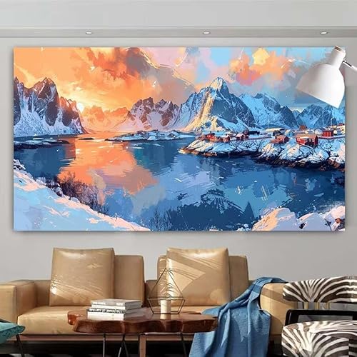 5D DIY Diamant Painting Set Winter,Sonnenuntergang Groß Diamond Painting Erwachsene Full Drill,Diamont Painting Bilder Anfänger Cross Stickerei Malerei Kits Schlafzimmer Wand Dekoration 20x40cm X-88 von zcscgtrhe