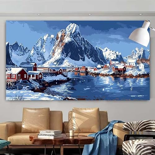 5D DIY Diamant Painting Set Winter,verschneiter Berg Groß Diamond Painting Erwachsene Full Drill,Diamont Painting Bilder Anfänger Cross Stickerei Malerei Art Kits Schlafzimmer Dekoration 70x140cm X-98 von zcscgtrhe