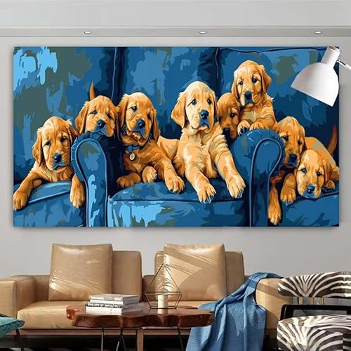 5D Diamant Painting Set Hund,Tier Groß Diamond Painting Erwachsene Full Runde Drill,Diamont Painting Bilder Anfänger Cross Stickerei Malerei Art Kits für Schlafzimmer Wand Dekoration 100x200cm X-164 von zcscgtrhe