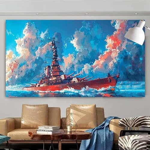 5D Diamant Painting Set Meer,Boot Groß Diamond Painting Erwachsene Full Runde Drill,Diamont Painting Bilder Anfänger Cross Stickerei Malerei Art Kits für Schlafzimmer Wand Dekoration 100x200cm X-168 von zcscgtrhe