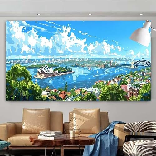 5D Diamant Painting Set Stadt,Meer Groß Diamond Painting Erwachsene Full Runde Drill,Diamont Painting Bilder Anfänger Cross Stickerei Malerei Art Kits für Schlafzimmer Wand Dekoration 20x40cm X-12 von zcscgtrhe