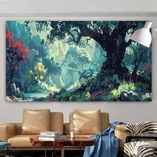 5D Diamant Painting Set Wald,Baum Groß Diamond Painting Erwachsene Full Runde Drill,Diamont Painting Bilder Anfänger Cross Stickerei Malerei Art Kits für Schlafzimmer Wand Dekoration 55x110cm X-496 von zcscgtrhe