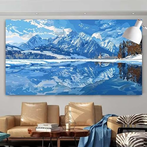 5D Diamant Painting Set Winter,Berg Groß Diamond Painting Erwachsene Full Runde Drill,Diamont Painting Bilder Anfänger Cross Stickerei Malerei Art Kits für Schlafzimmer Wand Dekoration 70x140cm X-92 von zcscgtrhe