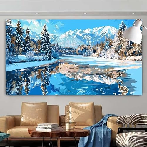 5D Diamant Painting Set Winter,See Groß Diamond Painting Erwachsene Full Runde Drill,Diamont Painting Bilder Anfänger Cross Stickerei Malerei Art Kits für Schlafzimmer Wand Dekoration 100x200cm X-82 von zcscgtrhe