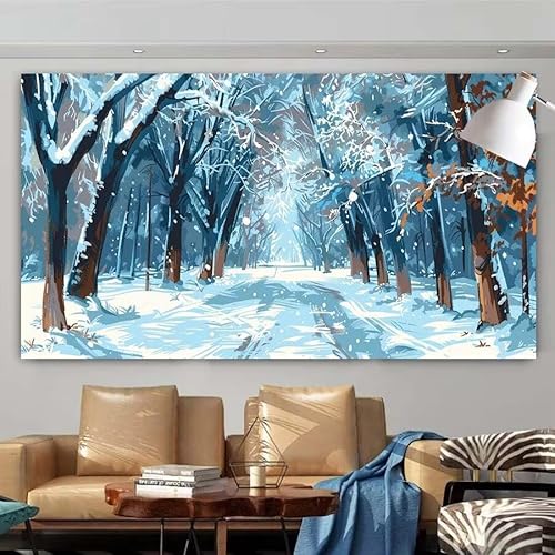 5D Diamant Painting Set Winter,Wald Groß Diamond Painting Erwachsene Full Runde Drill,Diamont Painting Bilder Anfänger Cross Stickerei Malerei Art Kits für Schlafzimmer Wand Dekoration 40x80cm X-90 von zcscgtrhe