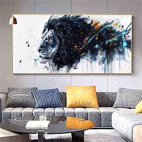 Diamant Painting Bilder Löwe Diamond Painting Graffiti Diamond Painting Erwachsene,Vollbohrer Diamanten Malerei Stickerei,5D Diamond Painting Set Wanddeko Wohnzimmer Lustige Geschenke 100x200cm Z704 von zcscgtrhe