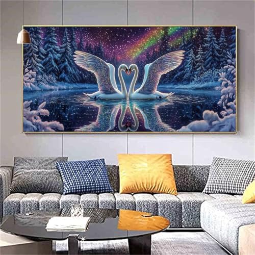 Diamant Painting Bilder Schwan Diamond Painting Paar Diamond Painting Erwachsene,DIY Vollbohrer Diamanten Malerei Stickerei,5D Diamond Painting Set Wanddeko Wohnzimmer Lustige Geschenke 20x50cm Z712 von zcscgtrhe