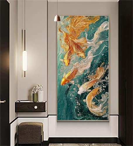 Diamant Painting Bilder Tiere Diamond Painting Koi Diamond Painting Erwachsene,Vollbohrer Diamanten Malerei Stickerei Set,5D Diamond Painting Set Wanddeko Wohnzimmer Lustige Geschenke 90x180cm Z966 von zcscgtrhe