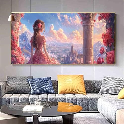 Diamond Painting Erwachsene Blumen,Fräulein Diamond PaintingXXL 100x200cm,Malen nach Zahlen Diamant Kinder,5D DIY Artdot Diamant Kunst Malerei Set Als Geschenk Aesthetic für Wanddekorationen kl--288 von zcscgtrhe