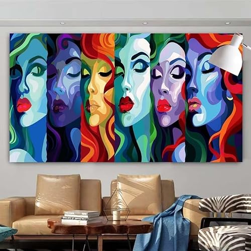 Diamond Painting Erwachsene Set,5D DIY Diamant Painting Bilder Abstrakt,Gesicht Full Diamant Malerei Cross Stitch Stickerei Set Anfänger,Diamant Painting für Wanddekoration Geschenk 60x120cm X-43 von zcscgtrhe