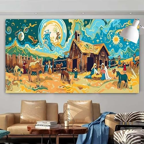 Diamond Painting Erwachsene Set,5D DIY Diamant Painting Bilder Abstrakt,Landleben Full Diamant Malerei Cross Stitch Stickerei Set Anfänger,Diamant Painting für Wanddekoration Geschenk 55x110cm X-55 von zcscgtrhe