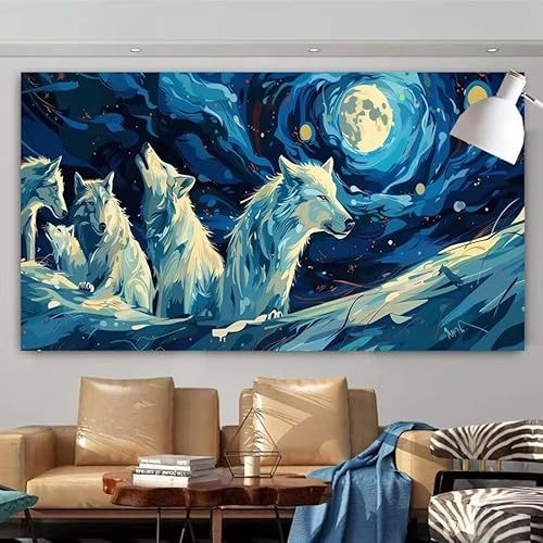 Diamond Painting Erwachsene Set,5D DIY Diamant Painting Bilder Abstrakt,Wolf Full Diamant Malerei Cross Stitch Stickerei Set Anfänger,Diamant Painting Geschenk Zuhause Wanddekoration 55x110cm X-39 von zcscgtrhe